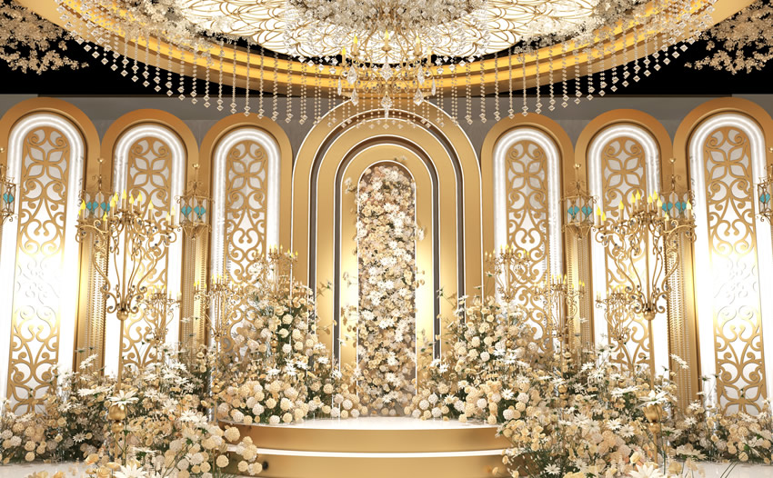 冷水江香槟色调婚礼堂效果展示